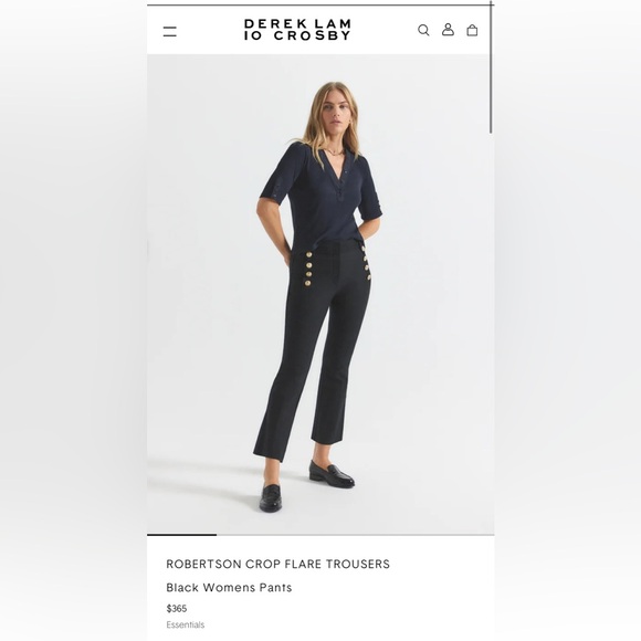 10 Crosby Derek Lam Pants - 10 Crosby Derek Lam**Robertson Black Crop Flare Trousers**US 4,12 $365 CURRENT